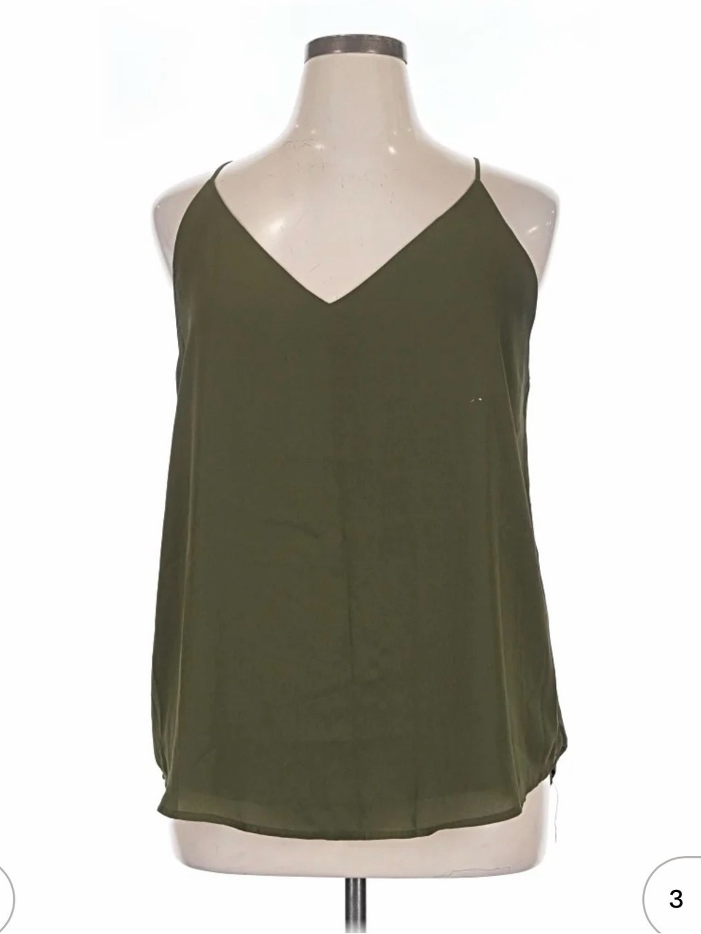 EVERA B Olive Green V-Neck Spaghetti Strap Women's Tank Top